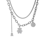925 Silver Chain Bear Pendant Necklace Women 20in