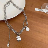 925 Silver Chain Bear Pendant Necklace Women 20in