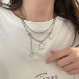 925 Silver Chain Bear Pendant Necklace Women 20in