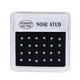 24PCS 925 Sterling Silver Crystal 2mm Nose Stud Ring Body Piercing Jewelry