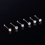24PCS 925 Sterling Silver Crystal 2mm Nose Stud Ring Body Piercing Jewelry