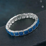 Women's 925 Sterling Silver Opal Link Bracelet Chain Jewelry