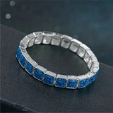 Women's 925 Sterling Silver Opal Link Bracelet Chain Jewelry