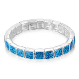 Women's 925 Sterling Silver Opal Link Bracelet Chain Jewelry