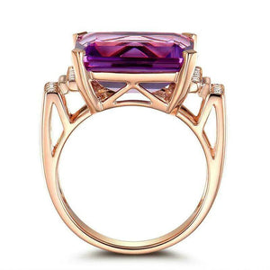 Rose Plated Amethyst Engagement Wedding Ring Women Size 6-10
