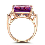 Rose Plated Amethyst Engagement Wedding Ring Women Size 6-10