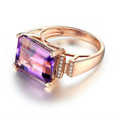 Rose Plated Amethyst Engagement Wedding Ring Women Size 6-10