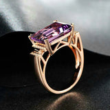 Rose Plated Amethyst Engagement Wedding Ring Women Size 6-10