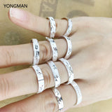 5PCS 925 Sterling Silver Carved Japanese Wedding Band Rings Size 8