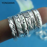 5PCS 925 Sterling Silver Carved Japanese Wedding Band Rings Size 8