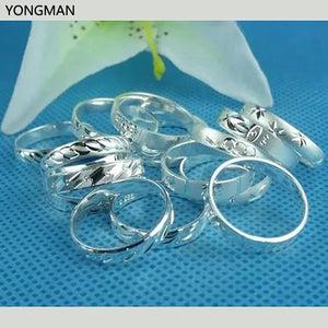 5PCS 925 Sterling Silver Carved Japanese Wedding Band Rings Size 8