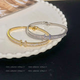 YOUNGX Zircon Charm Bangle 14K Plated Crystal Bracelet