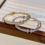 YOUNGX Zircon Charm Bangle 14K Plated Crystal Bracelet
