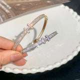 YOUNGX Zircon Charm Bangle 14K Plated Crystal Bracelet