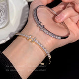 YOUNGX Zircon Charm Bangle 14K Plated Crystal Bracelet