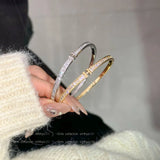 YOUNGX H Letter Zircon Bangle 14K Plated Crystal Charm Bracelet