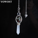 Natural Stone Dragon Bloodstone Reiki Healing Pendulum Pendant