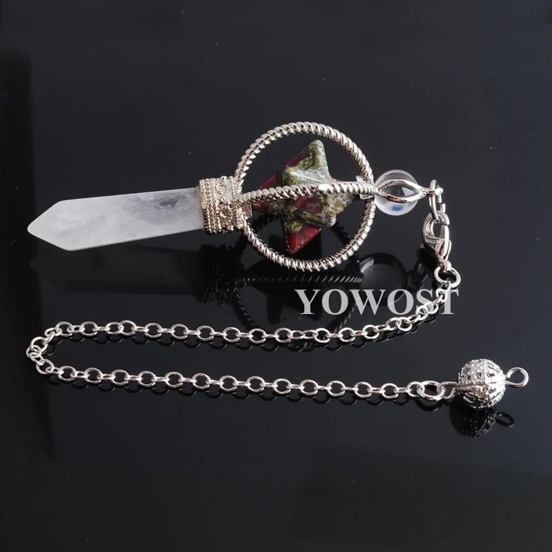 Natural Stone Dragon Bloodstone Reiki Healing Pendulum Pendant