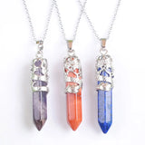 Myth Dragon Wrapped Hexagonal Pillar Stone Pendant Necklace