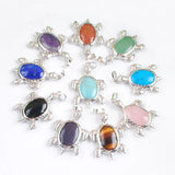 Natural Stone Tortoise Pendant Pink Crystal Amethyst Animal Turtle Charm