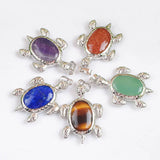 Natural Stone Tortoise Pendant Pink Crystal Amethyst Animal Turtle Charm