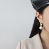 925 Silver Drop Earrings Shell Pearl Vintage Jewelry