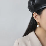 925 Silver Drop Earrings Shell Pearl Vintage Jewelry