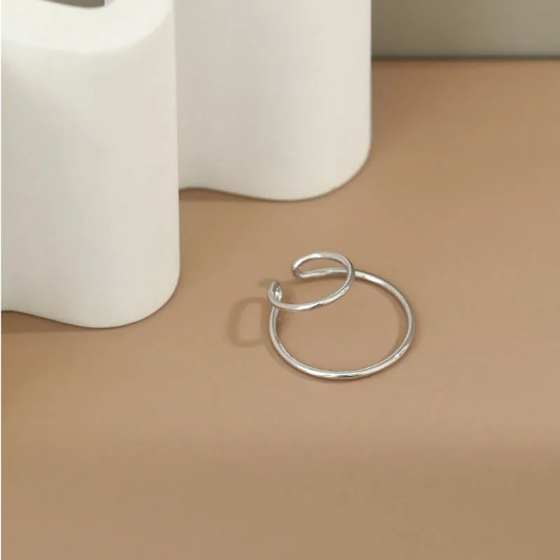 925 Sterling Silver Ear Cuff for Women Double Layer Circle Clip Earrings