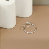 925 Sterling Silver Ear Cuff for Women Double Layer Circle Clip Earrings