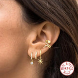 Sterling Silver Snake Ear Clip Zircon No Hole Ear Cuff