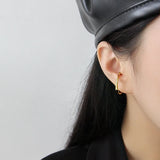 925 Sterling Silver Clip Earrings Ear Cuff Geometric Circle Brinco YME498