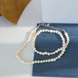 925 Silver Baroque Pearl Chain Choker Charm Necklace for Women