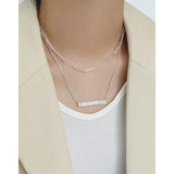 925 Sterling Silver Chain Necklace for Women Tinfoil Pendant YMN208