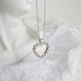 925 Silver Korea Heart Pendant Necklace YMN194