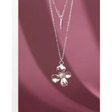 925 Silver Flower Pendant Necklace Women INS Link Chain Fine Jewelry