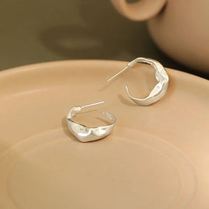925 Silver Stud Earrings Korea INS Irregular Concave Convex Earring