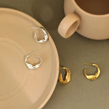 925 Silver Stud Earrings Korea INS Irregular Concave Convex Earring