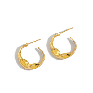 925 Silver Stud Earrings Korea INS Irregular Concave Convex Earring