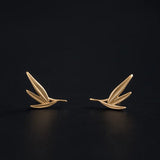 925 Sterling Silver Bamboo Leaves Stud Earrings for Women