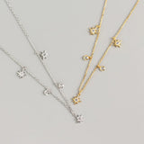 925 Silver Chain Necklace Geometric Stars Zircon Fine Jewelry