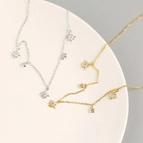 925 Silver Chain Necklace Geometric Stars Zircon Fine Jewelry