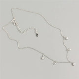 925 Silver Chain Necklace Geometric Stars Zircon Fine Jewelry