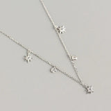 925 Silver Chain Necklace Geometric Stars Zircon Fine Jewelry
