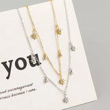 925 Silver Chain Necklace Geometric Stars Zircon Fine Jewelry