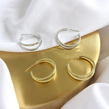 925 Silver Double Circle Hoop Earrings Fine Jewelry