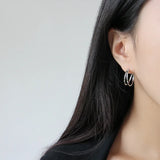 925 Silver Double Circle Hoop Earrings Fine Jewelry