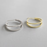 925 Silver Double Circle Hoop Earrings Fine Jewelry