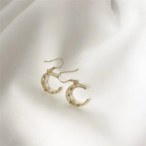 925 Sterling Silver Moon Dangle Earrings YME416