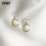 925 Sterling Silver Moon Dangle Earrings YME416