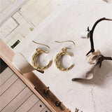 925 Sterling Silver Moon Dangle Earrings YME416